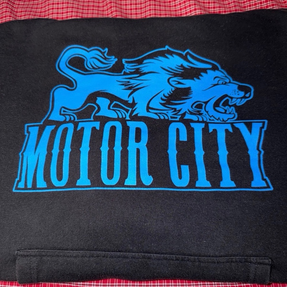 Motor City Black Sweatshirt with Blue Graphic